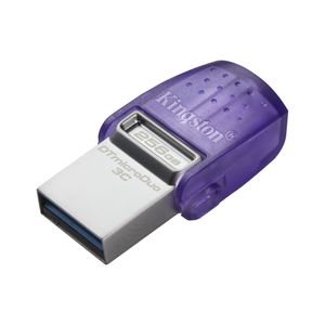 Kingston Technology DataTraveler microDuo 3C USB flash drive 256 GB USB Type-A / USB Type-C 3.2 Gen 1 (3.1 Gen 1) Roestvrijstaal, Paars