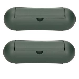 2x Groene veiligheid stekkersafes stekker beschermhoezen 21 x 7 x 7 cm