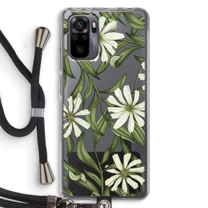 Wit bloemenpatroon: Xiaomi Redmi Note 10 Pro Transparant Hoesje met koord