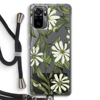 Wit bloemenpatroon: Xiaomi Redmi Note 10 Pro Transparant Hoesje met koord