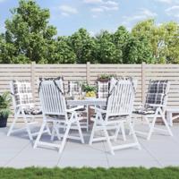 VidaXL Stoelkussens 6 st hoge rug ruitpatroon oxford stof grijs