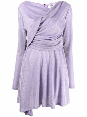 MSGM robe froncée à manches longues - Violet