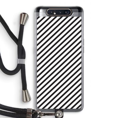 Strepen zwart-wit: Samsung Galaxy A80 Transparant Hoesje met koord