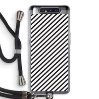 Strepen zwart-wit: Samsung Galaxy A80 Transparant Hoesje met koord