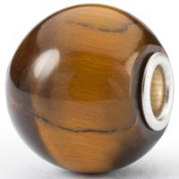 Trollbeads TSTBE-10017 Kraal Jumbo rond geel kattenoog zilver-tijgeroog - thumbnail