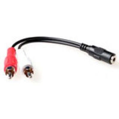 ACT 0,15 meter audio aansluitkabel 1x 3.5mm stereo jack female - 2x Tulp male