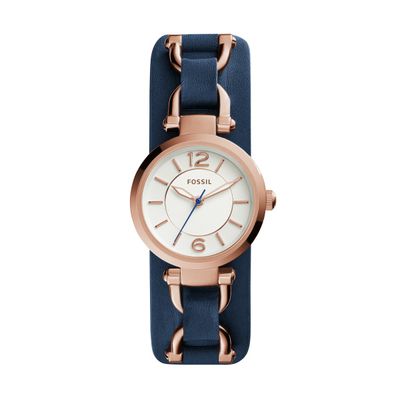 Horlogeband Fossil ES3857 Leder Blauw 8mm