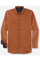 OLYMP Casual Modern Fit Overhemd caramel, Effen - thumbnail