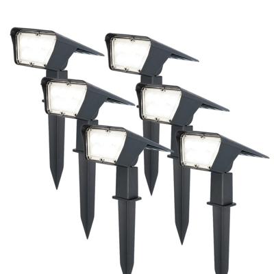 Set van 6 Odessa solar prikspots - Incl. Schemerschakelaar - 6000K daglicht wit - 2 lichtstanden - 300 lumen - 6-12 uur brandtijd - Kantelbaar - IP65 waterdicht