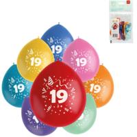 Folat ballonnen party pop cijfer 19 kleurmix 23 cm 8 stuks | 24 stuks