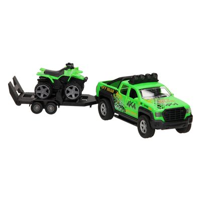 Kids Globe terreinwagen met trailer en quad licht en geluid