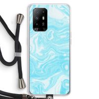 Waterverf blauw: Oppo A94 5G Transparant Hoesje met koord