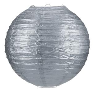 Luxe bol feest lampion - zilver - dia 25 cm - papier