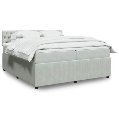 Boxspring met matras fluweel lichtgrijs 200x200 cm