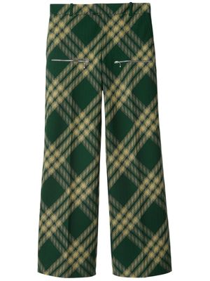 Burberry pantalon de costume en laine à carreaux - Vert