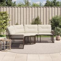 Tuinbank met kussens en voetensteun L-vormig poly rattan bruin Tuinbank met kussens en voetensteun L-vormig poly rattan bruin