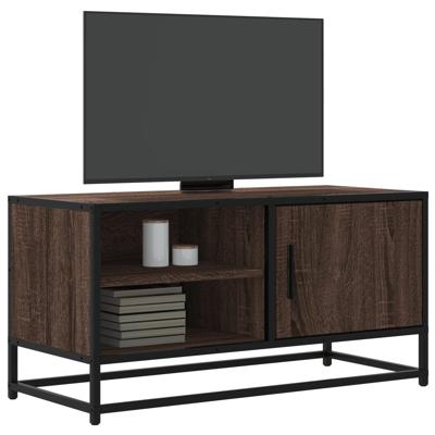 Tv-meubel 80x34,5x40 cm bewerkt hout metaal bruin eikenkleur