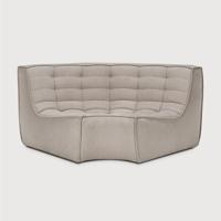 Ethnicraft Modulaire Bank 'N701' Eco, 90° Rond Hoekelement, kleur Ecru