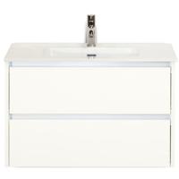Dante Badmeubelset 80 cm - Wit Hoogglans - Keramische Wastafel Wit Cover