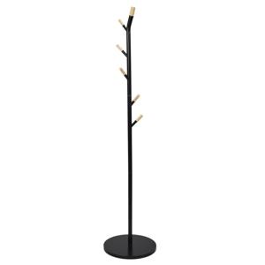 Home Deco Factory Kapstok - zwart - metaal/hout - 6 haken - 175 cm - staand