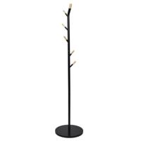 Home Deco Factory Kapstok - zwart - metaal/hout - 6 haken - 175 cm - staand