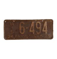 Wisconsin Farm Truck Kentekenplaat - 1934 - Origineel