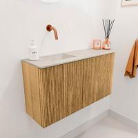 Toiletmeubel Mondiaz Joya Dlux | 81.6 cm | Meubelkleur Oak | Faye wastafel Ostra Wasbak Links | Zonder kraangat(en)
