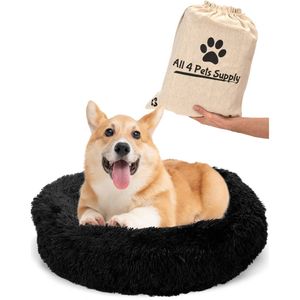 All 4 Pets Supply® Hondenmand donut - Kattenmand - Maat S - Voor honden/katten tot 40 cm - Hondenkussen - Zwart