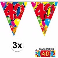 3 Gekleurde slingers 40 jaar met sticker - thumbnail