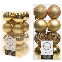 Kerstversiering kunststof kerstballen goud 4-6 cm pakket van 32x stuks - thumbnail