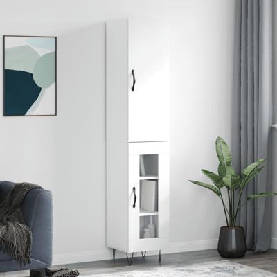 Hoge kast 34,5x34x180 cm bewerkt hout wit