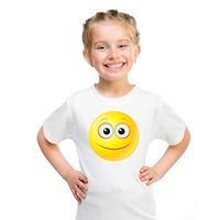 Emoticon t-shirt vrolijk wit kinderen XL (158-164)  -