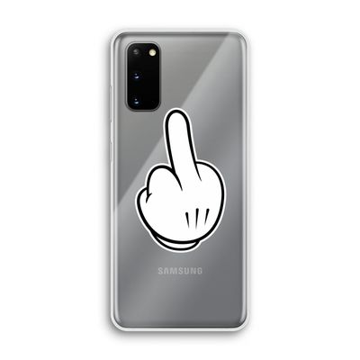 Middle finger white: Samsung Galaxy S20 Transparant Hoesje