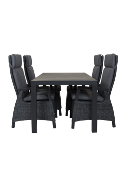 Qopps Levas tafel 160 x 90 mat royal grey met Darwin verstelbare tuinstoel