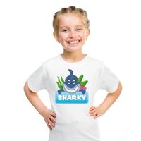 T-shirt wit voor kinderen met Sharky de haai XL (158-164)  -