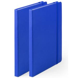 Notitieboekje - 2x - met elastiek - A5 - blauw - 100 paginas - opschrijfboekjes - lue schriften