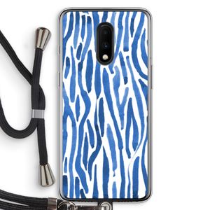 Blauwe nerven: OnePlus 7 Transparant Hoesje met koord