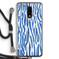 Blauwe nerven: OnePlus 7 Transparant Hoesje met koord
