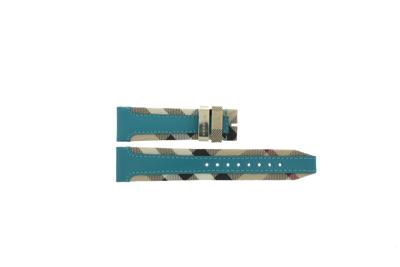 Horlogeband Burberry BU9018 Leder Blauw 20mm