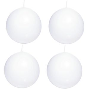 4x Witte bolkaarsen 7 cm 46 branduren