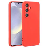 Lunso Samsung Galaxy S25 hoesje - Flexibel siliconen Backcover - Rood