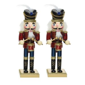 2x stuks kerstbeeldjes houten notenkraker poppetjes/soldaten 25 cm kerstbeeldjes