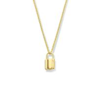 14k Geelgouden Collier met Slot Hanger - Verstelbaar 40-44 cm