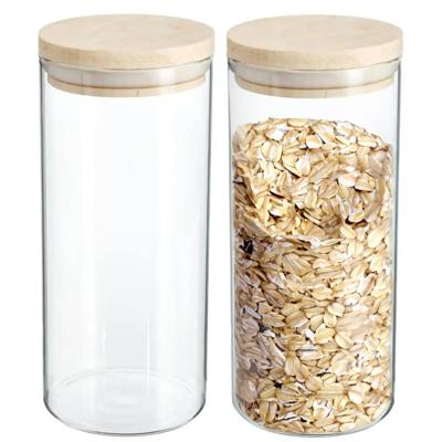 Secret de Gourmet Voorraadbus - 2x stuks - voorraadpot - 1300 ml - glas met houten deksel