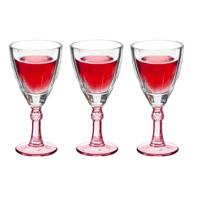 Luxe Exotic Collection Wijnglazen set 6x stuks op roze voet 275 ml - thumbnail