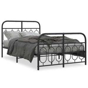 Bedframe met hoofd- en voeteneinde metaal zwart 120x190 cm