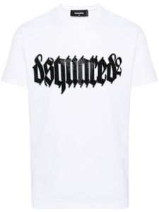 DSQUARED2 t-shirt en coton à logo strassé - Blanc