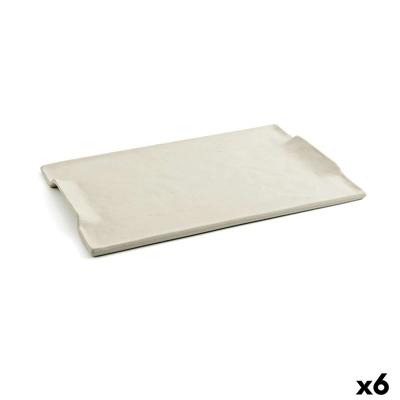 Snackdienblad Quid Mineral Gres Beige Keramisch 30 x 18 cm (6 Stuks)