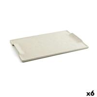 Snackdienblad Quid Mineral Gres Beige Keramisch 30 x 18 cm (6 Stuks)