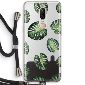 Tropische bladeren: OnePlus 6 Transparant Hoesje met koord
